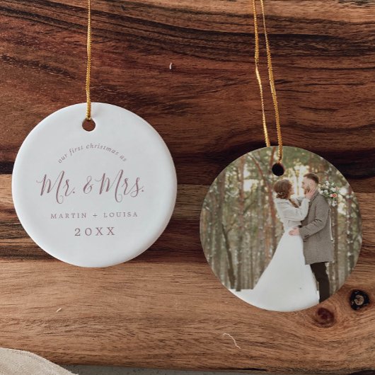 Minimale Rose Gold 1. Weihnachtsfeier Foto Keramik Ornament