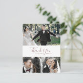 Minimale Rose Gold 3 Foto Collage Danke Karte (Stehend Vorderseite)