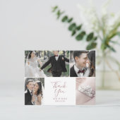 Minimale Rose Gold 4 Fotovorlage Danke Karte (Stehend Vorderseite)