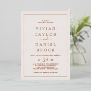 Minimale Rose Gold Foil Blush Bold Names Wedding Folieneinladung