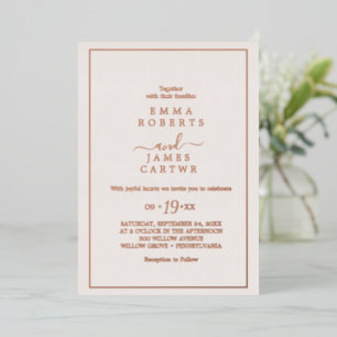Minimale Rose Gold Folie   Brautpaar Namen Hochzei Folieneinladung