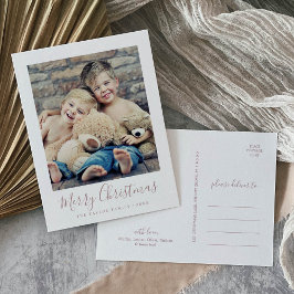 Minimale Rose Gold Frohe Weihnachts Portrait Foto Feiertagspostkarte