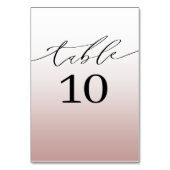 Minimale Rose Gold Gradient Hochzeit Tischnummer (Vorderseite)