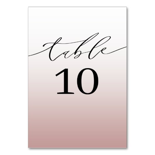 Minimale Rose Gold Gradient Hochzeit Tischnummer (Vorderseite)