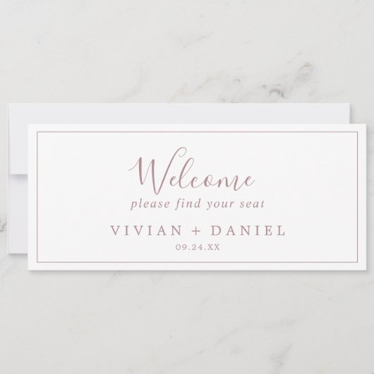 Minimale Rose Gold Hanging Seating Chart Header (Vorderseite)