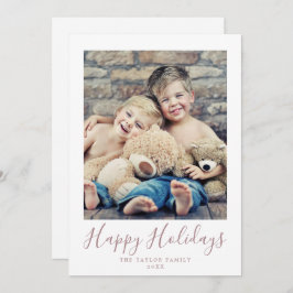 Minimale Rose Gold Happy Holidays Portrait Foto Feiertagskarte
