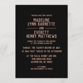 Minimale Rose Gold Moderne Einladung zur Hochzeit