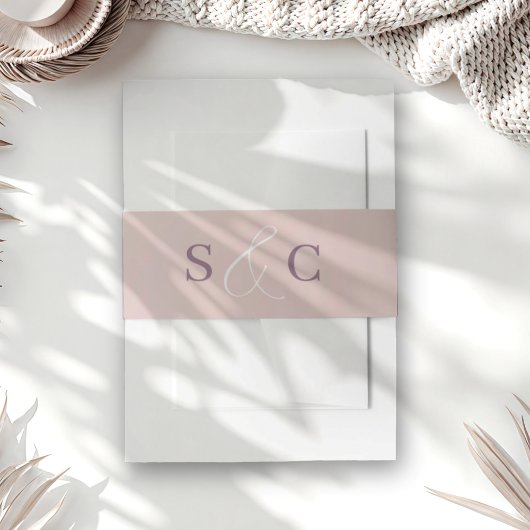 Minimale Rose Gold Monogramm Hochzeit Einladungsbanderole