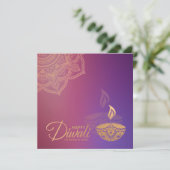 Minimale Rose Gold-Ornament Happy Diwali Card Karte (Stehend Vorderseite)