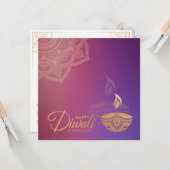 Minimale Rose Gold-Ornament Happy Diwali Card Karte (Vorderseite/Rückseite Beispiel)