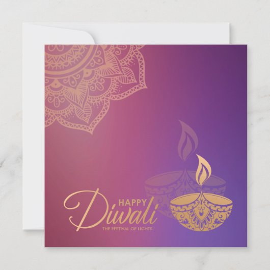 Minimale Rose Gold-Ornament Happy Diwali Card Karte (Vorderseite)