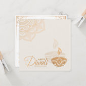 Minimale Rose Gold-Ornament Happy Diwali Karte (Vorderseite/Rückseite Beispiel)