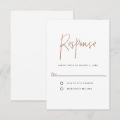 Minimale Rose Gold Typografie RSVP Karte (Vorne/Hinten)