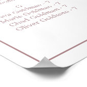 Minimale Rose Gold Typografie-Seating Chart Poster (Ecke)