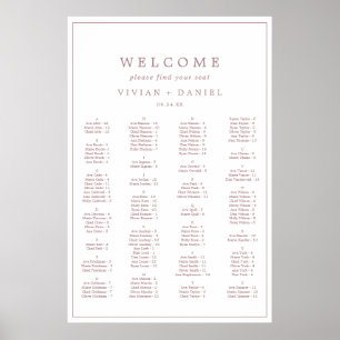 Minimale Rose Gold Typografie-Seating Chart Poster