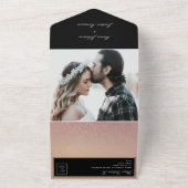 Minimale Rose Gold und Black Wedding All In One Einladung (Außenbereich)