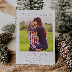 Minimale Rose Merry Fast Save the Date Verheiratet Feiertagskarte