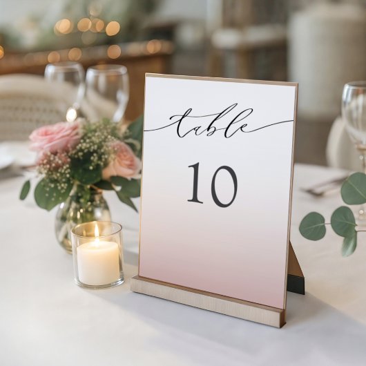 Minimale Roségold-Hochzeit Tischnummer