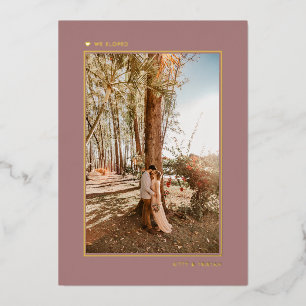 Minimale roségoldene Hochzeitsanzeige für Elopemen Folieneinladung