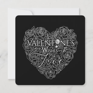 Minimale Rosenherz-Valentinstag-Linienkunst Feiertagskarte
