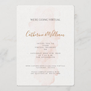 Minimale rosige Pfirsich virtuelle Hochzeitseinlad Einladung
