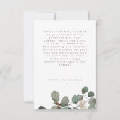 Minimale Rost grüne Eukalyptus Wreath Foto Hochzei Dankeskarte (Rückseite)