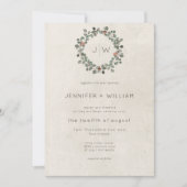 Minimale Rost grüne Eukalyptus-Wreath-Hochzeit Einladung (Vorderseite)