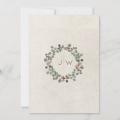 Minimale Rost grüne Eukalyptus-Wreath-Hochzeit Einladung (Rückseite)