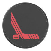 Minimale rote Hockeyschläger & Puck (Vorderseite)