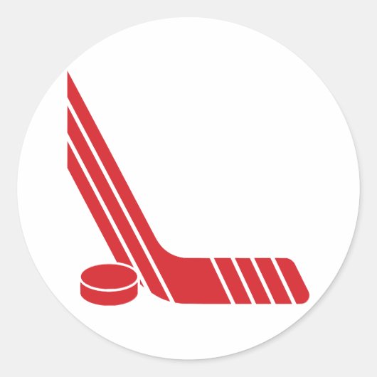 Minimale rote Hockeyschläger & Puck Runder Aufkleber (Vorderseite)
