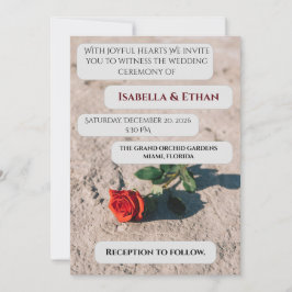 Minimale rote Rosen-Hochzeitseinladung Einladung