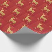 Minimale rote Weihnachtssxmas goldenes Elchmuster Geschenkpapier (Ecke)