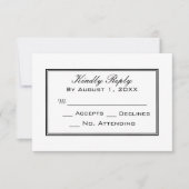 Minimale RSVP-Karte für Schwarz/Weiß-Hochzeit RSVP Karte (Vorderseite)