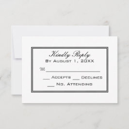 Minimale RSVP-Karte für Schwarz/Weiß-Hochzeit RSVP Karte