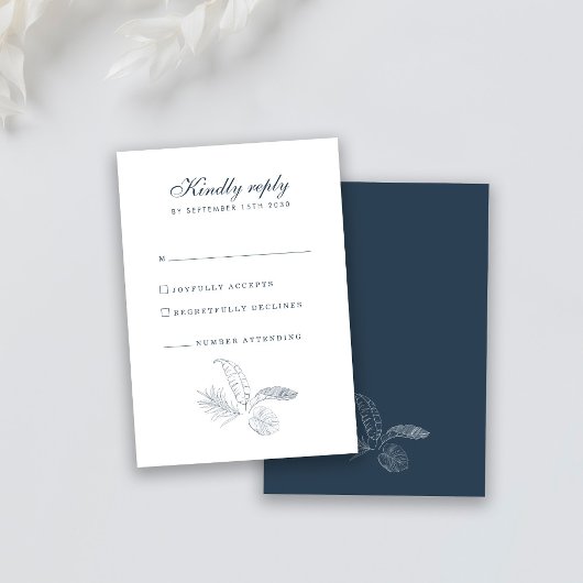 Minimale RSVP-Karte für tropisches Leaf RSVP Karte