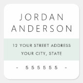 Minimale Rücksendeadresse von hellgrün-farbigen Bl Quadratischer Aufkleber (Vorderseite)