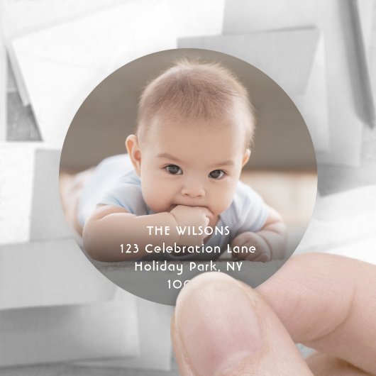 Minimale Rücksendeadressen-Aufkleber für Foto und Runder Aufkleber
