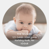 Minimale Rücksendeadressen-Aufkleber für Foto und Runder Aufkleber (Vorderseite)