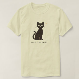 Minimale ruhige Nächte Katzen-Design T-Shirt