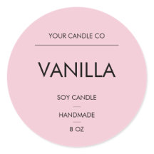 Minimale runde Kerzenetikette in Rosa – VanillaSoy