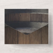 Minimale Rustikale Barrel Barrel-Hochzeit All In One Einladung (Rückseite)