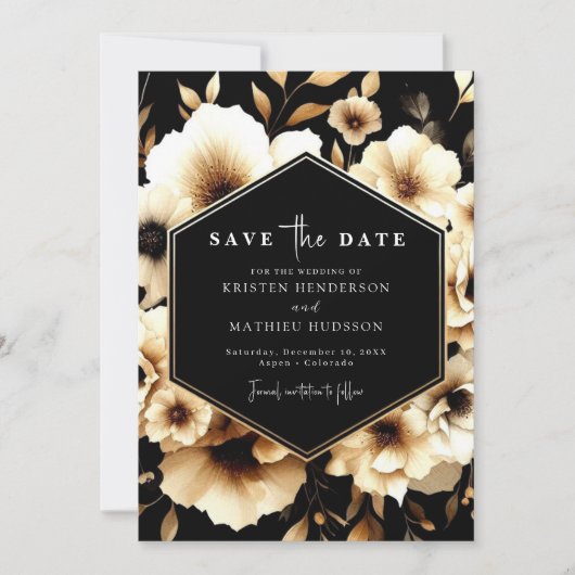 Minimale Rustikale Hochzeit mit Gold und Black Save The Date (Vorderseite)