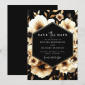 Minimale Rustikale Hochzeit mit Gold und Black Save The Date (Vorne/Hinten)