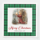Minimale rustikale Illustration Winterlandschaft S Serviette (Vorderseite)