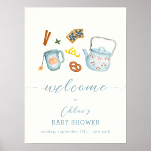 Minimale rustikale Par-Tea-Keks-Baby-Shower-Begrüß Poster