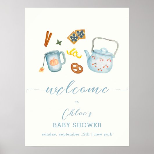 Minimale rustikale Par-Tea-Keks-Baby-Shower-Begrüß Poster (Vorne)