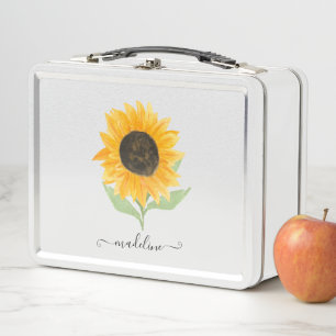 Minimale rustikale Sonnenblume personalisierter Na Metall Brotdose