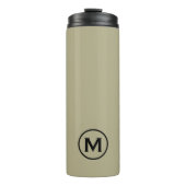 Minimale Sage Green Black Monogram Travel Mug Thermosbecher (Vorderseite)