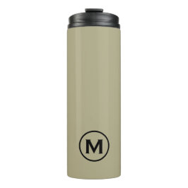 Minimale Sage Green Black Monogram Travel Mug Thermosbecher
