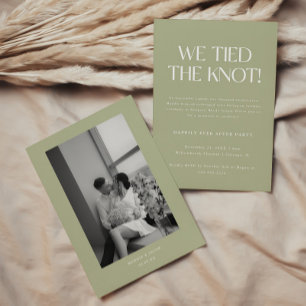 Minimale Sage Green Elopement- & Hochzeitsempfangs Einladung